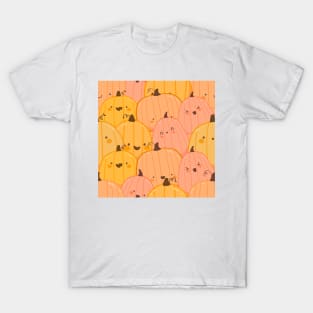 Super Cute Pumpkin Patch Kawaii Halloween Pattern T-Shirt